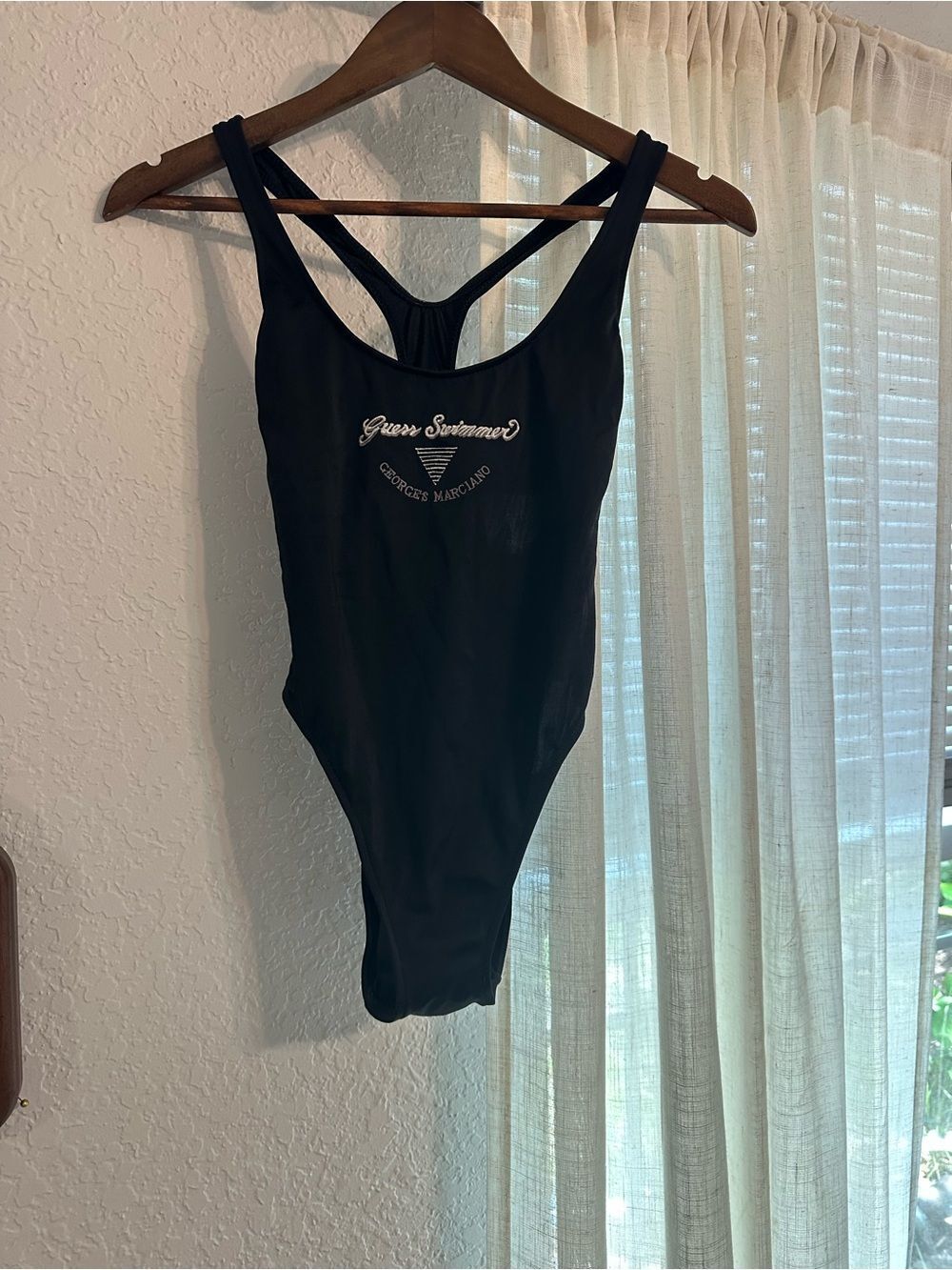 Vintage Guess High Cut Georges Marciano Black One-Piece Swimsuit